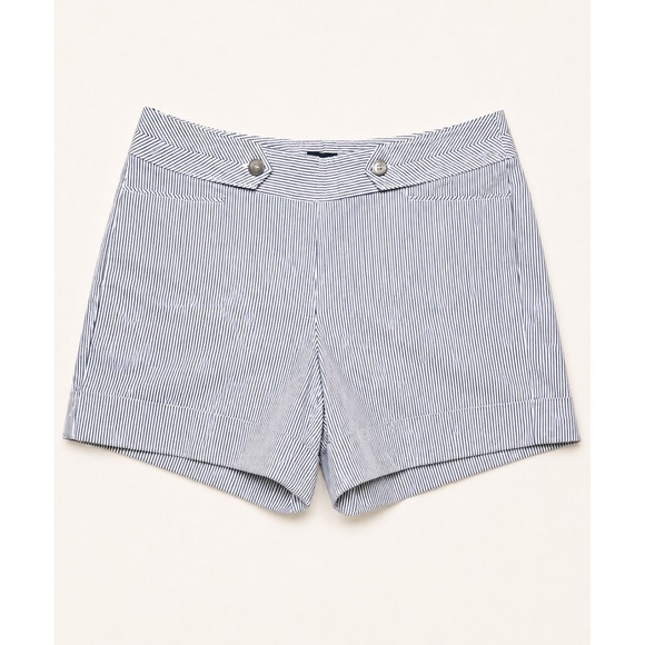White House Black Market Pants - White House Black Market Navy White Pinstripe Cuffed Shorts Size 12 NWT